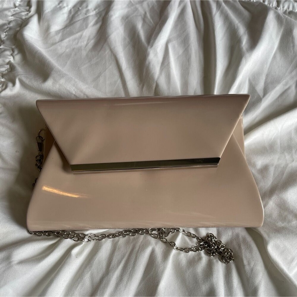 Lulu Townsend Beige Clutch - Faux patent leather